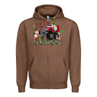 Chestnut Merry Christmas Monster Truck Zipper Hoodie - MaliasSmallBusiness