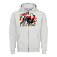 Dove Grey Merry Christmas Monster Truck Zipper Hoodie - MaliasSmallBusiness