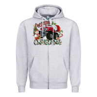 Heather Grey Merry Christmas Monster Truck Zipper Hoodie - MaliasSmallBusiness