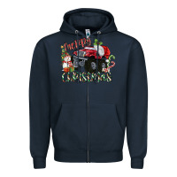 Navy Merry Christmas Monster Truck Zipper Hoodie - MaliasSmallBusiness