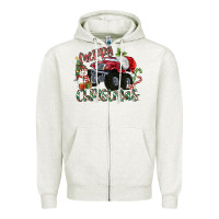 Oatmeal Heather Merry Christmas Monster Truck Zipper Hoodie - MaliasSmallBusiness