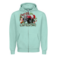 Seafoam Merry Christmas Monster Truck Zipper Hoodie - MaliasSmallBusiness