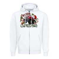 White Merry Christmas Monster Truck Zipper Hoodie - MaliasSmallBusiness