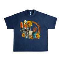 Navy western cactus bullskull and boots with sunflowers and serape leopard Urban Heavy Tee - Artiststas