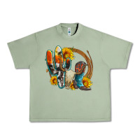 Oil Green western cactus bullskull and boots with sunflowers and serape leopard Urban Heavy Tee - Artiststas