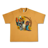 Peanut Butter western cactus bullskull and boots with sunflowers and serape leopard Urban Heavy Tee - Artiststas