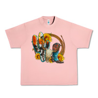 Salmon western cactus bullskull and boots with sunflowers and serape leopard Urban Heavy Tee - Artiststas