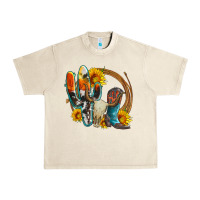 Sandshell western cactus bullskull and boots with sunflowers and serape leopard Urban Heavy Tee - Artiststas