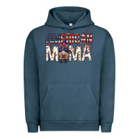 Pigment Midnight Navy American mama with gnome mothers day Urban Hoodie - HowdyJamesFarm
