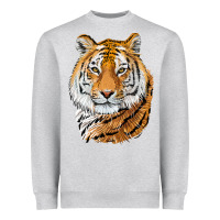Heather Grey Tiger Head Heavyweight Sweatshirt - LillyAllenDesigns