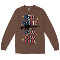 Chestnut red white and pew pew pew Long Sleeve Tee - MaliasSmallBusiness