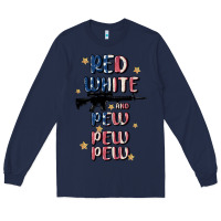 Navy red white and pew pew pew Long Sleeve Tee - MaliasSmallBusiness