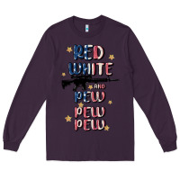 Plum red white and pew pew pew Long Sleeve Tee - MaliasSmallBusiness