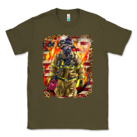 Army Green Firefighter Fire And American Classic Tee - LillyAllenDesigns