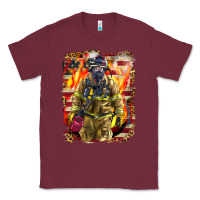 Burgundy Firefighter Fire And American Classic Tee - LillyAllenDesigns