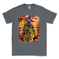 Charcoal Heather Firefighter Fire And American Classic Tee - LillyAllenDesigns