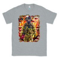Heather Grey Firefighter Fire And American Classic Tee - LillyAllenDesigns