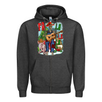 Charcoal Heather Fa la la la skeleton farm Zipper Hoodie - NancyCooperArtShop