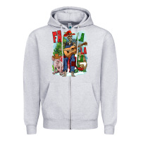 Heather Grey Fa la la la skeleton farm Zipper Hoodie - NancyCooperArtShop