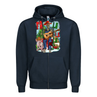 Navy Fa la la la skeleton farm Zipper Hoodie - NancyCooperArtShop