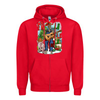 Red Fa la la la skeleton farm Zipper Hoodie - NancyCooperArtShop