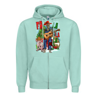 Seafoam Fa la la la skeleton farm Zipper Hoodie - NancyCooperArtShop