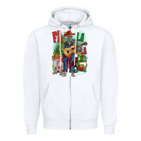 White Fa la la la skeleton farm Zipper Hoodie - NancyCooperArtShop