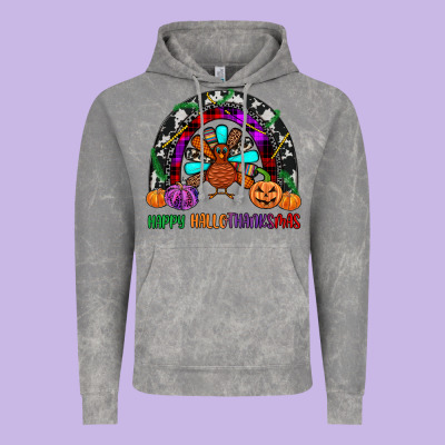 Happy Hallothanksmas Vintage Hoodie Designed By Jahusdesignshop