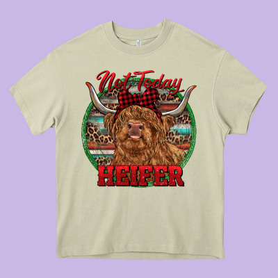 Highland Heifer Christmas Heavy Core Tee Designed By Ranaportraitstore
