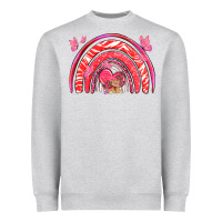 Heather Grey valentines day rainbow with heart Heavyweight Sweatshirt - NancyCooperArtShop