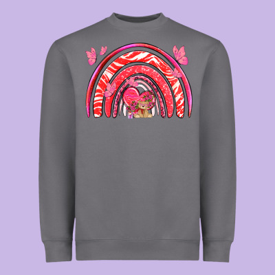 Valentines Day Rainbow With Heart Heavyweight Sweatshirt Designed By Nancycooperartshop