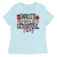 Baby Blue boots and bling it s a cowgirl thing Ladies Tee - Zillion Design Studio