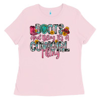 Bubblegum Pink boots and bling it s a cowgirl thing Ladies Tee - Zillion Design Studio