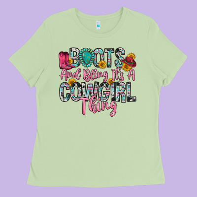 Boots And Bling It S A Cowgirl Thing Ladies Tee Designed By Zillion Design Studio