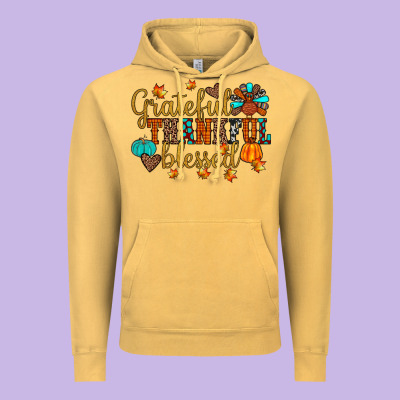 Grateful Thankful Blessed Vintage Hoodie Designed By Jahusdesignshop