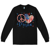 Black peace love 'merica Long Sleeve Tee - MaliasSmallBusiness