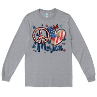 Heather Grey peace love 'merica Long Sleeve Tee - MaliasSmallBusiness
