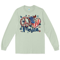 Matcha peace love 'merica Long Sleeve Tee - MaliasSmallBusiness
