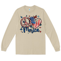Mushroom peace love 'merica Long Sleeve Tee - MaliasSmallBusiness