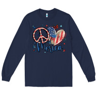 Navy peace love 'merica Long Sleeve Tee - MaliasSmallBusiness