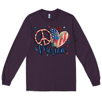 Plum peace love 'merica Long Sleeve Tee - MaliasSmallBusiness