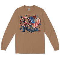 Toasted Coconut peace love 'merica Long Sleeve Tee - MaliasSmallBusiness