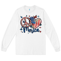 White peace love 'merica Long Sleeve Tee - MaliasSmallBusiness