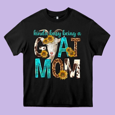 Kinda Busy Being A Goat Mom Heavy Core Tee Designed By Texasbilliewilder