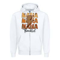 White Thankful Mama Zipper Hoodie - MaliasSmallBusiness