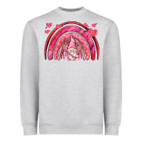 Heather Grey valentines day rainbow with cupid gnome Heavyweight Sweatshirt - NancyCooperArtShop