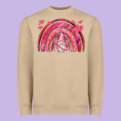 Valentines Day Rainbow With Cupid Gnome Heavyweight Sweatshirt Designed By Nancycooperartshop