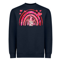 Navy valentines day rainbow with cupid gnome Heavyweight Sweatshirt - NancyCooperArtShop