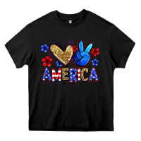 Black peace love america Heavy Core Tee - Zillion Design Studio