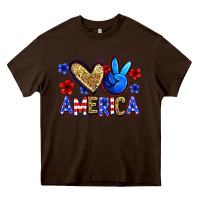 Chocolate Brown peace love america Heavy Core Tee - Zillion Design Studio